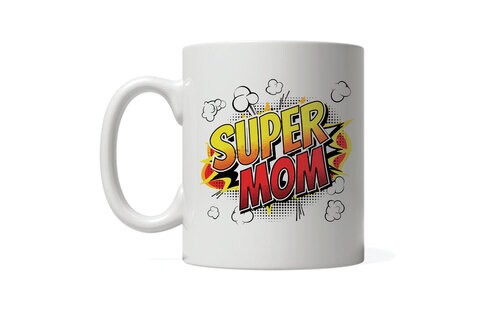 Giftmate Super Mom Printed Ceramic Tea and Coffee Mug 320ml