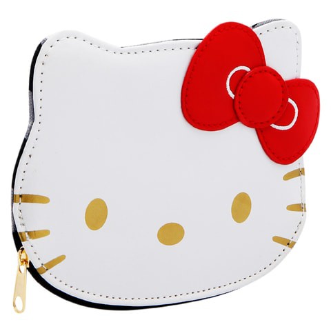 Hello Kitty D-Cut Coin Purse, B&amp;W Checks Pattern, White