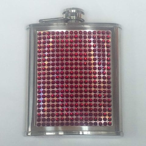 Praneel Hip Flask Steel Bedazzled Finish - Red