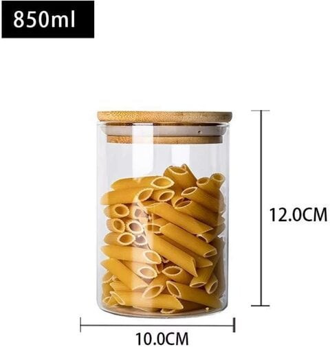 FUFU Airtight Glass Jars with Bamboo Lids - Stackable Glass Cookie Jars Spice Flour Sugar Coffee Canister Sets for Kitchen,Set of 2 (750ML)