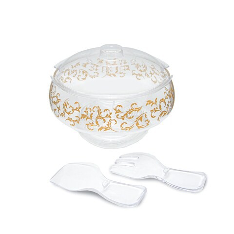 Al Hoora Acrylic Small Size Golden Design Salad Bowl