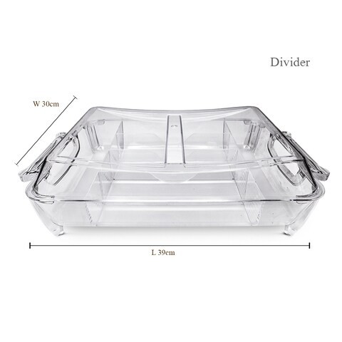 Al Hoora 39*30*10cm Clear Cutlery Box / Serving Divider Tray W/ Clear Cover Use For Sweets, Nuts, Dry Fruits, Cutlery &amp; Color Box