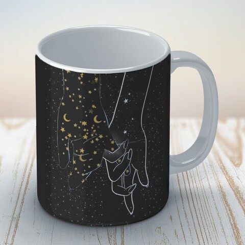 Space: Holding fingers Coffee Mug