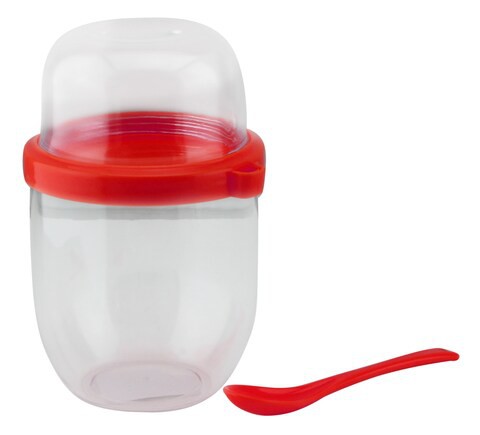 كوب بلاستيك 400 مل بغطاء وملعقة-احمر (BD-CUP-15-Red)