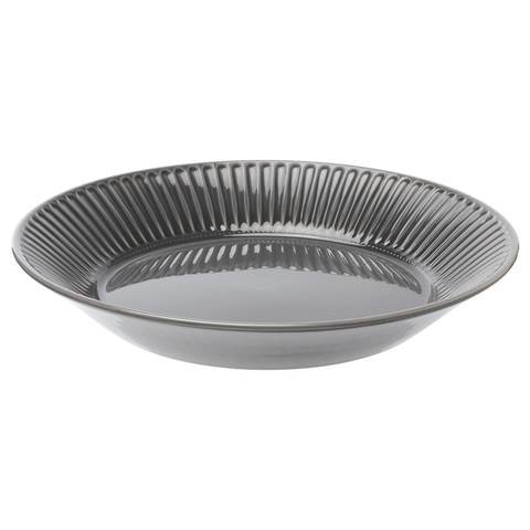 Strimmig - Serving Plate, Earthenware Grey, 29 Cm