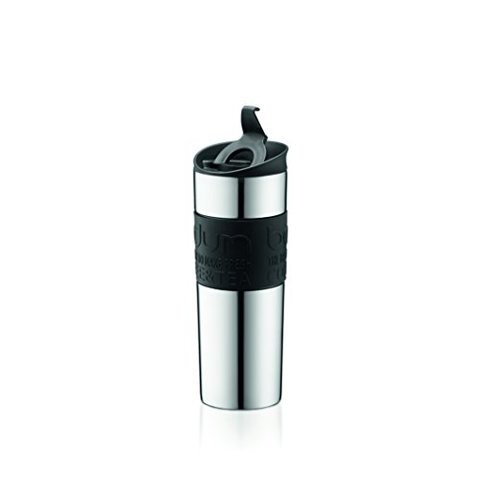 Bodum Travel Press, Stainless Steel Travel Coffee And Tea Press, 15 Ounce, .45 Liter, Black