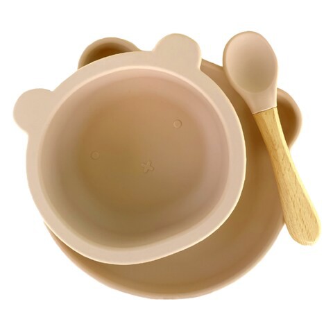 Bamboo Bark - baby feeding silicone set - bowl, plate and spoon