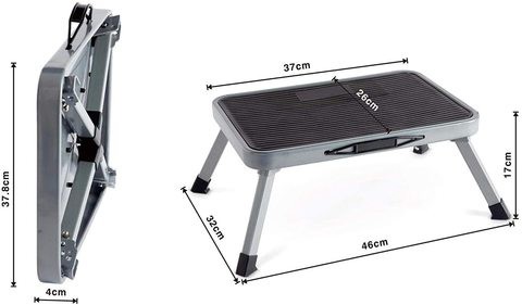 Step Stool Steel Portable Lightweight Folding Step Platform with Non-Slip Rubber Feet and 330lbs Capacity - L18 x W12 X H7