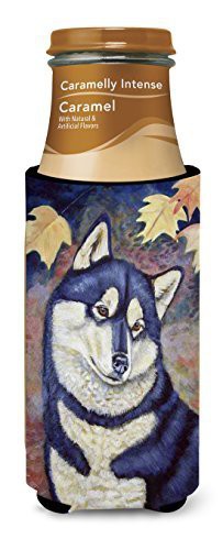 Caroline&#39;s Treasures 7173Muk Fall Leaves Siberian Husky Ultra Beverage Insulators For Slim Cans, Slim Can, Multicolor