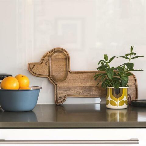 Wooden Serving Board Dachshund Persimmon