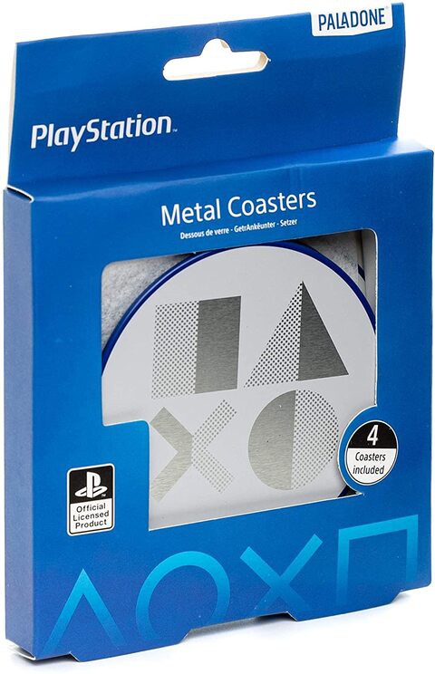 Paladone Playstation 5 Metal Drink Coasters, Set Of Four Coasters, Officially Licensed Merchandise