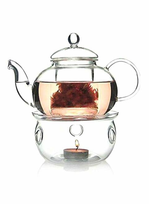 Lihan 2-Piece heat resistant Glass Tea and coffee 80ml Cup with teapot  Clear 800ml candle warmer set