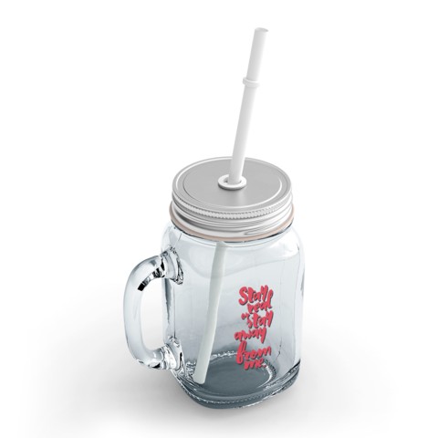 Loud Universe - Clear Mason Jar Stay Real Or Stay Away From Me Warning Glass Jar With Straws