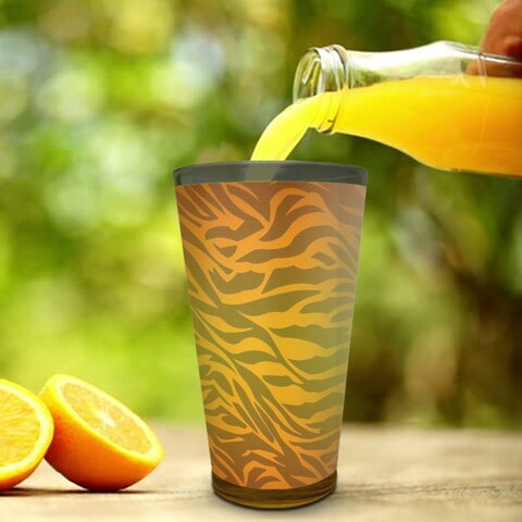 Yellow Zebra patterns Latte Glass