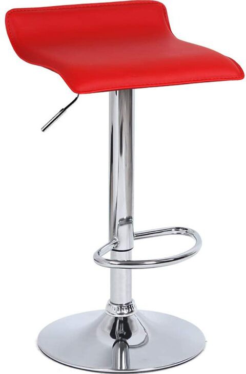 Nar 2Pcs Adjustable Swivel Barstools, Pu Leather With Chrome Base, Pub Counter Chair (B-Red, 60~80Cm)