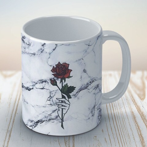 Red Rose marble Coffee Mug