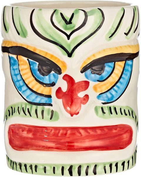 Arch Tiki Ceramic Cocktail Mocktail Juice Glass - White Tribal