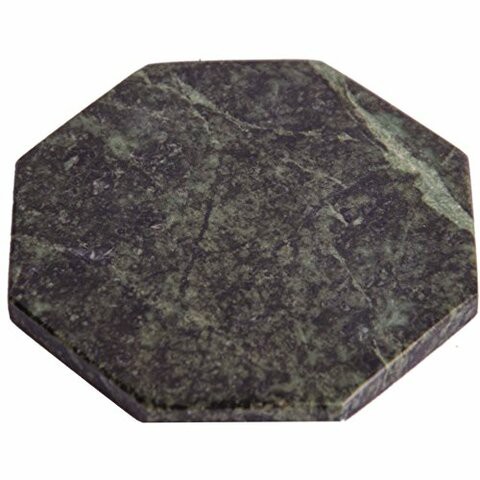 CraftsOfEgypt Set of 6 - Green Marble Stone Coasters - Octagonal Polished Coasters - 3.5 Inches (9 cm) in Diameter - Protection from Drink Rings