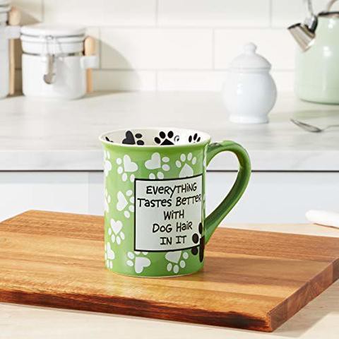 Enesco Our Name Is Mud Dog Hair, 16 Oz. Stoneware Mug, 16 Ounces, Green