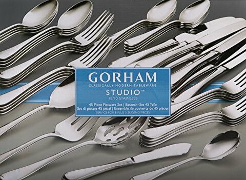 Gorham Studio 45-piece Flatware Set, 6.30 LB, Metallic