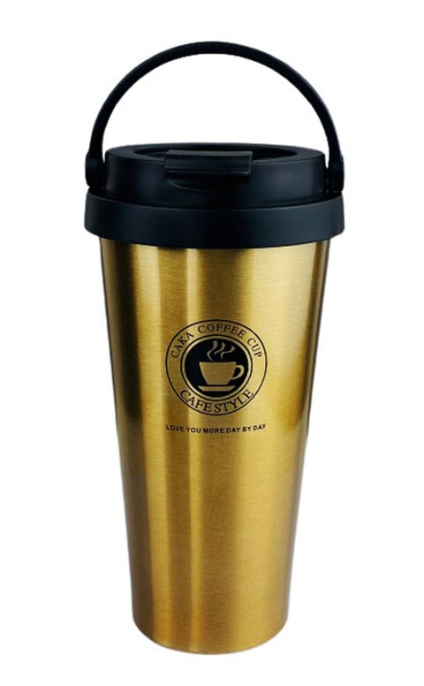 Thermal Cup Stainless Steel, Vacuum Insulated Travel Tumbler, Durable Insulated Coffee Mug, Thermal Cup with Double Partition SEALING Ring - 450ml (GOLD)