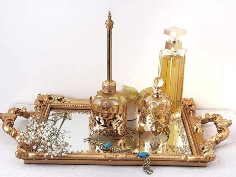 Luxury Gold Silvery Decorative Antique Storage Mirror Tray