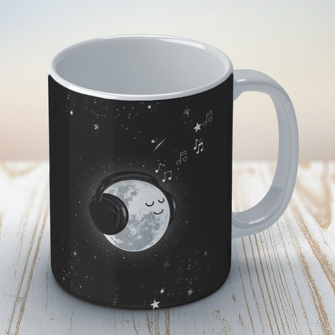 Space: Moon Listening music Coffee Mug
