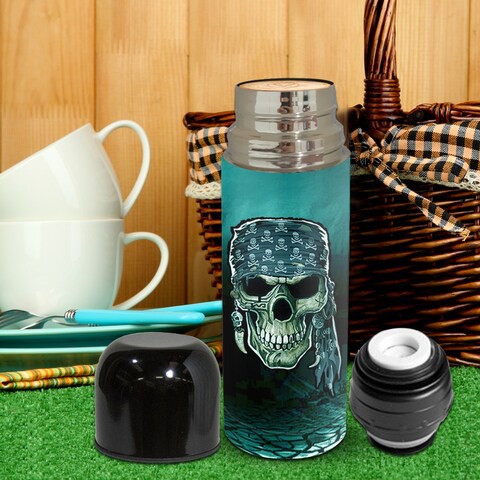 Green pirate skull Thermos Flask