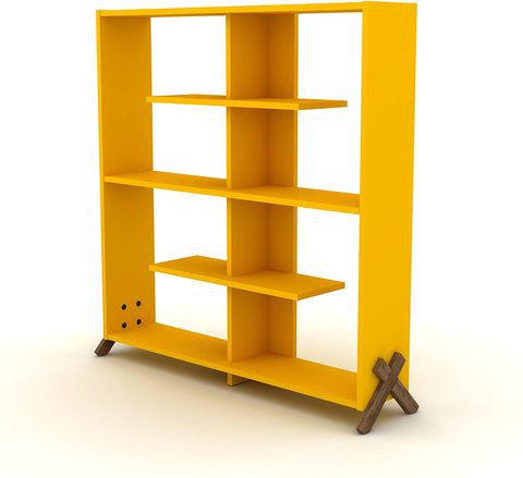 HomeCanvas KIPP Made In Turkey Modern Book Shelve for Living and Study Room (Walnut-Yellow)