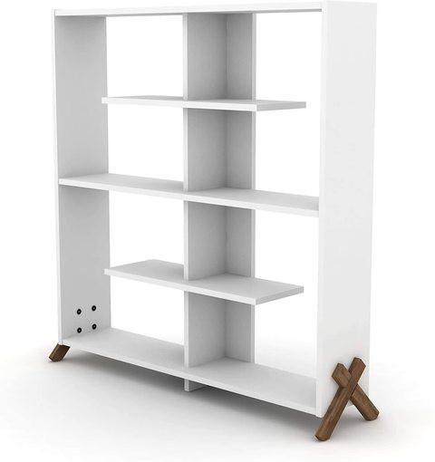 HomeCanvas KIPP Made In Turkey Modern Book Shelve for Living and Study Room(White-Walnut)