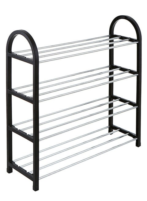 Generic 4-Tier Shoe Tower Rack Black/Silver 58x5x18centimeter