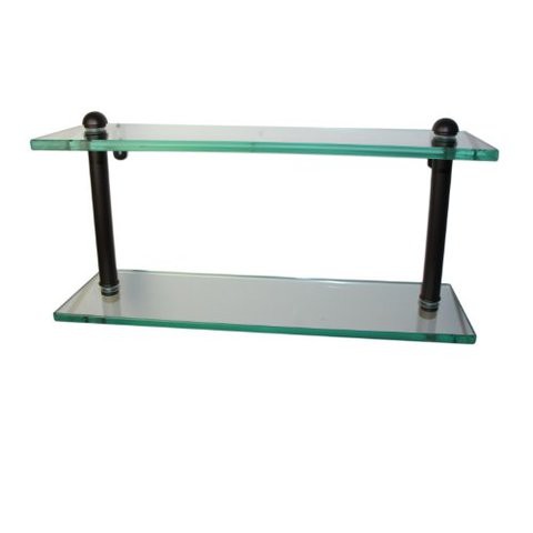 Allied Precision Industries Allied Brass Rc-2/16 16 Inch Two Tiered Glass Shelf, Oil Rubbed Bronze