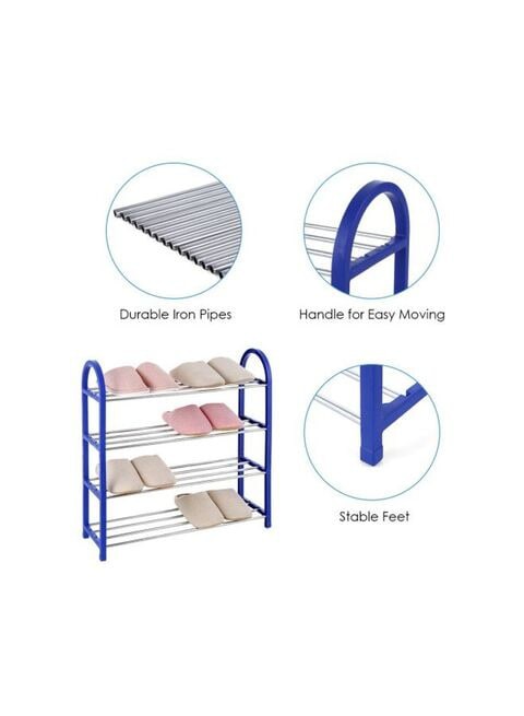 Generic 4-Tier Shoe Rack Stand Blue 57X19X57cm