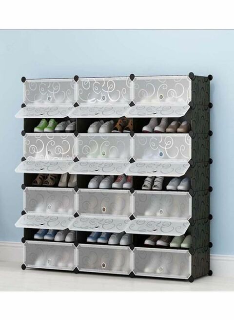 21 Cube Modular Shoe Cabinet Black/White 141x37x129cm