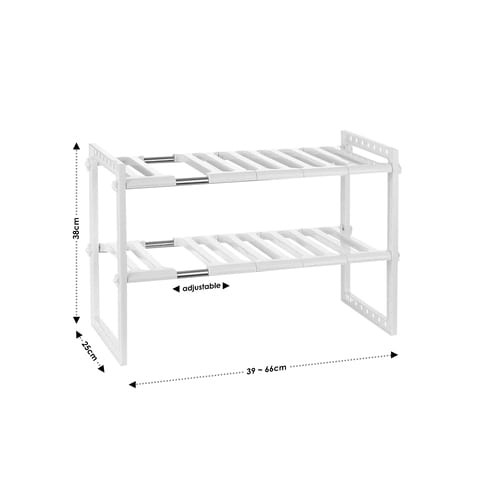 ALISSA-Multipurpose Under Sink Kitchen Rack Adjustable Storage Organizer, White.