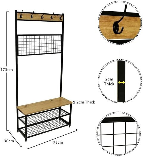 Yatai 3 In 1 Wooden Coat Rack Shoes Stand