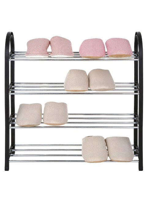 Generic 4-Tier Shoe Organizer Rack Silver/Black