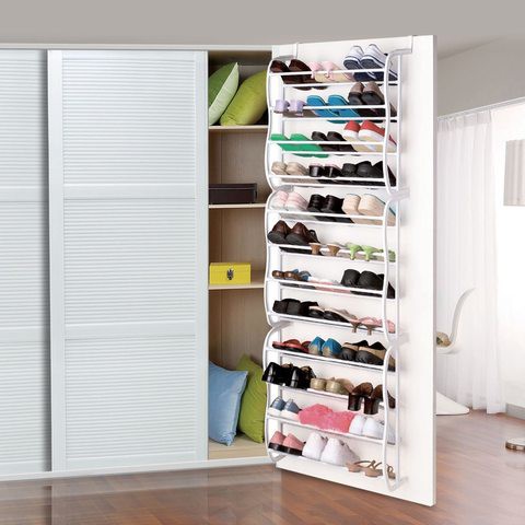 Doreen Over the Door Wall Hanging 36-Pair Shoe Rack. Fits Over Standard-Size Doors, 12 Shelves Design, Holds Sneakers, Heels, Sandals, Low Boots. Shelf Closet Wall Hanging Organizer Storage Shoe Stand（black）