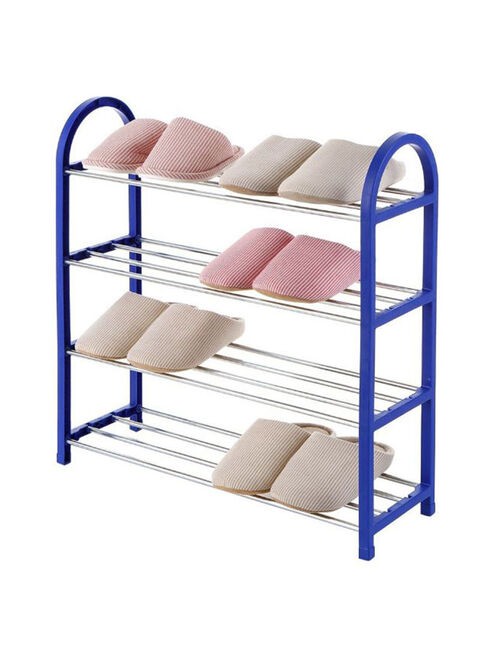 Generic 4-Tier Shoe Rack Storage Organizer Blue/Silver 58cm