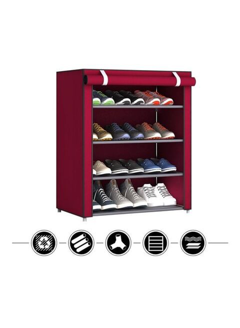 Generic Five-Layered Shoe Rack Jujube Red 57X15X7cm