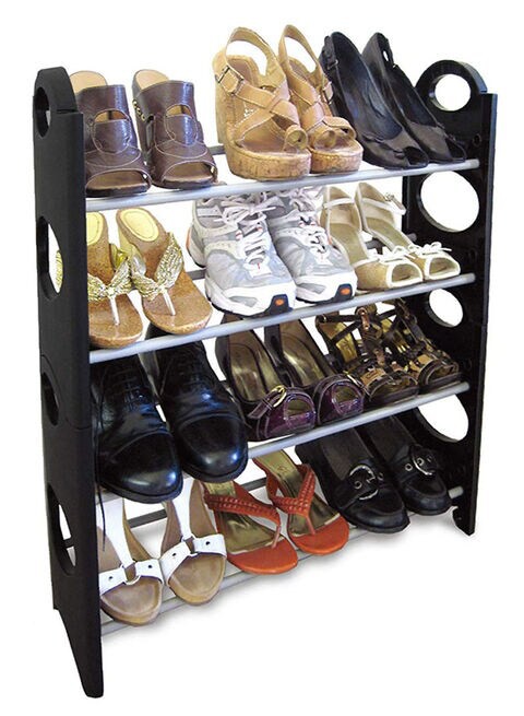 Generic 4-Layers Shoe Rack Black 66.6X25X6.6Cm