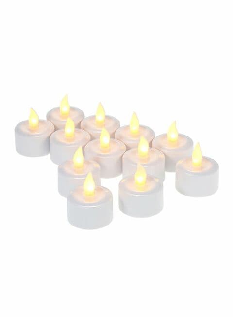 Generic 12-Piece Rechargeable LED Tealight Candle Set With Frosted Cups White 4x4.5centimeter