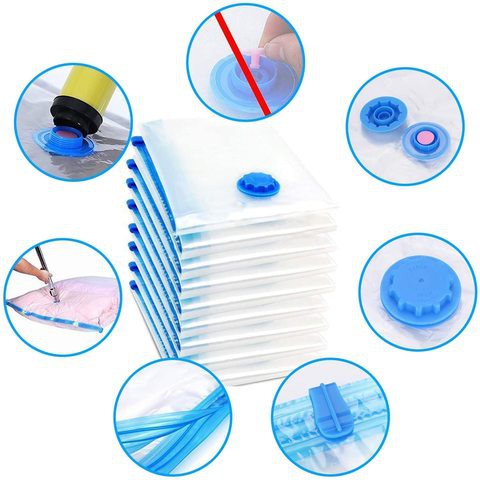 Doreen 6pcs Vacuum Storage Bag 60x80 Reusable Space Saver Bag with Pump for Bedding Pillow Clothes