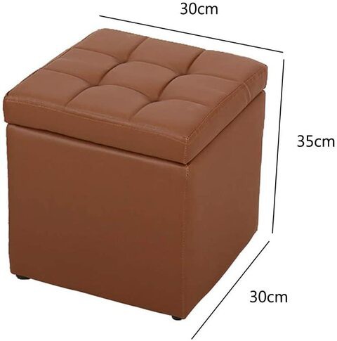 Sdjj Storage Stool, Sofa Shoe Bench Storage Ottoman Cube Foot Rest Stool With Hinged Lid For Home Bedroom Can Sit On The Box (Pu-Brown)