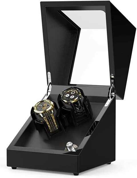 Doreen Double Watch Winder for Automatic Watches, Wood Shell Piano Paint Exterior and Extremely Silent Motor, with Soft Flexible Watch Pillows, Suitable for Ladies and Men&#39;s Wrist（GC1164A）
