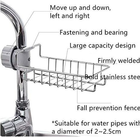 Verreal Faucet Rack Storage Rack, Kitchen Faucet Sponge Holder Kitchen Sink Caddy Organizer, Stainless Steel Sink For Kitchen &amp; Bathroom Accessories