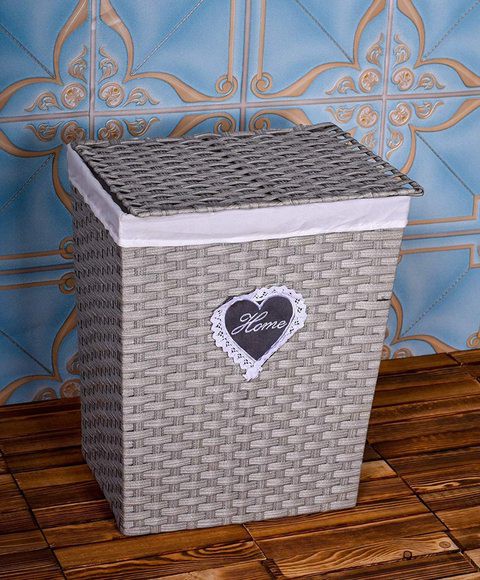 YATAI - Handwoven Laundry Basket, Synthetic Rattan Clothes Hamper with Lid, Removable Liner Bag Storage Basket-Small