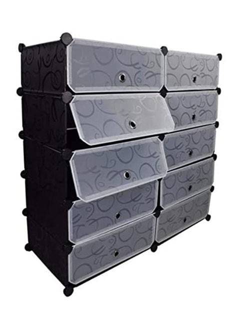 Generic 10-Cubes Rectangular Storage Shoe Cabinet Grey 95X95X37cm