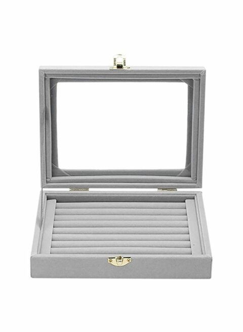 East Lady Jewellery Box With Transparent Lid Grey