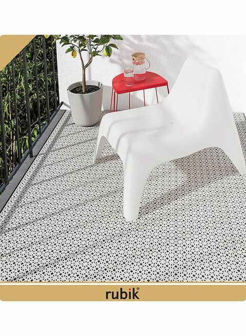 Rubik 9-Piece Plastic Indoor Outdoor Floor Tiles Set Silver